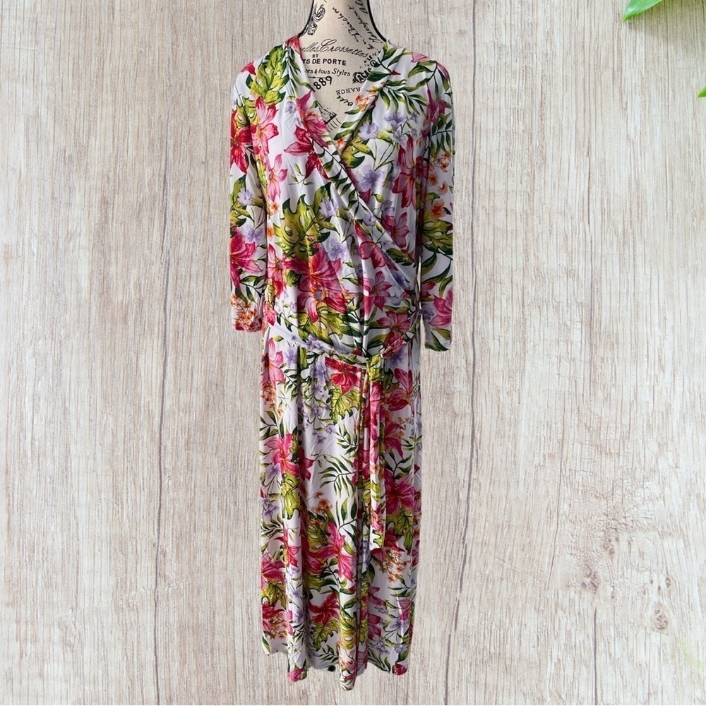 New Look Women's Plus Size Floral Faux Wrap Stretch Maxi Dress NWT Size 2X